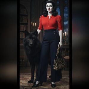 Vintage 80s Red Orange Ribbed Wool Knit Cropped Sweater XS